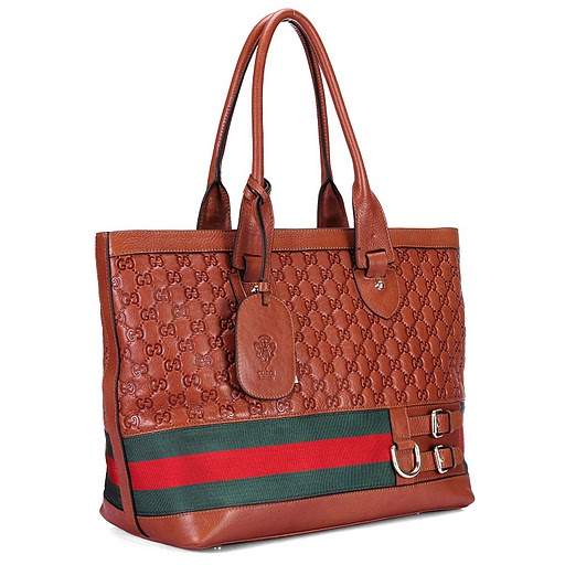 1:1 Gucci 247575 Gucci Heritage Large Tote Bags-Brown Guccissima Leather
